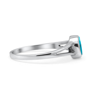 Oval Oxidized Statement Fashion Petite Dainty Thumb Ring Simulated Turquoise 925 Sterling Silver